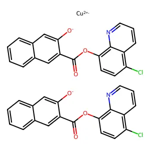 8-Quinolinol, 5-chloro-3'-hydroxy-2'-naphthoate, copper (II) chelate structure