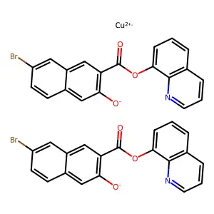 8-Quinolinolium 7'-bromo-3'-hydroxy-2'-naphthoate, copper (II) chelate structure