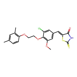 (5Z)-5-[[3-chloro-4-[2-(2,4-dimethylphenoxy)ethoxy]-5-methoxyphenyl]methylidene]-2-sulfanylidene-1,3-thiazolidin-4-one structure