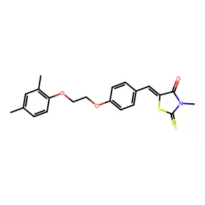 (5Z)-5-[[4-[2-(2,4-dimethylphenoxy)ethoxy]phenyl]methylidene]-3-methyl-2-sulfanylidene-1,3-thiazolidin-4-one structure