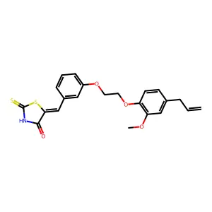 (5Z)-5-[[3-[2-(2-methoxy-4-prop-2-enylphenoxy)ethoxy]phenyl]methylidene]-2-sulfanylidene-1,3-thiazolidin-4-one structure