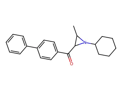 Methanone, [1,1'-biphenyl]-4-yl(1-cyclohexyl-3-methyl-2-aziridinyl)-, trans- structure