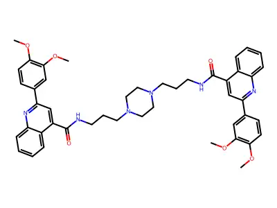 2-(3,4-dimethoxyphenyl)-N-[3-[4-[3-[[2-(3,4-dimethoxyphenyl)quinoline-4-carbonyl]amino]propyl]piperazin-1-yl]propyl]quinoline-4-carboxamide structure