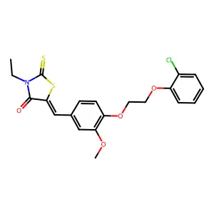 (5Z)-5-[[4-[2-(2-chlorophenoxy)ethoxy]-3-methoxyphenyl]methylidene]-3-ethyl-2-sulfanylidene-1,3-thiazolidin-4-one structure