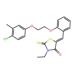 (5Z)-5-[[2-[2-(4-chloro-3-methylphenoxy)ethoxy]phenyl]methylidene]-3-ethyl-2-sulfanylidene-1,3-thiazolidin-4-one structure