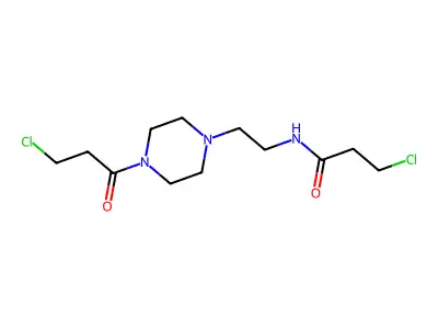 3-chloro-N-[2-[4-(3-chloropropanoyl)piperazin-1-yl]ethyl]propanamide structure