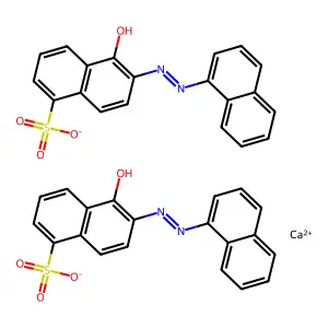 1-Naphthalenesulfonic acid, 5-hydroxy-6-(1-naphthalenylazo)-, calcium salt (2:1) structure