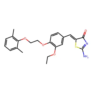 (5Z)-2-amino-5-[[4-[2-(2,6-dimethylphenoxy)ethoxy]-3-ethoxyphenyl]methylidene]-1,3-thiazol-4-one structure