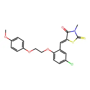 (5Z)-5-[[5-chloro-2-[2-(4-methoxyphenoxy)ethoxy]phenyl]methylidene]-3-methyl-2-sulfanylidene-1,3-thiazolidin-4-one structure