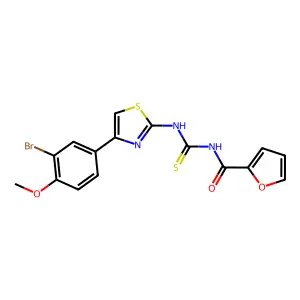 N-[[4-(3-bromo-4-methoxyphenyl)-1,3-thiazol-2-yl]carbamothioyl]furan-2-carboxamide structure