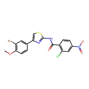 N-[4-(3-bromo-4-methoxyphenyl)-1,3-thiazol-2-yl]-2-chloro-4-nitrobenzamide structure