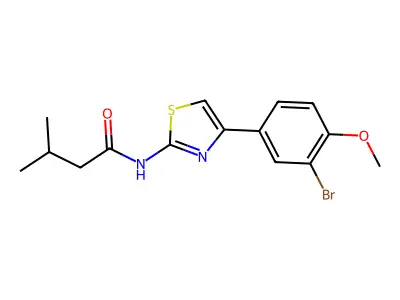 N-[4-(3-bromo-4-methoxyphenyl)-1,3-thiazol-2-yl]-3-methylbutanamide structure