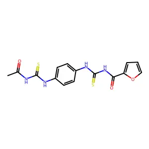 N-[[4-(acetylcarbamothioylamino)phenyl]carbamothioyl]furan-2-carboxamide structure
