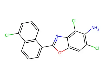 4,6-Dichloro-2-(5-chloronaphthalen-1-yl)-1,3-benzoxazol-5-amine structure