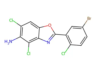 2-(5-Bromo-2-chlorophenyl)-4,6-dichloro-1,3-benzoxazol-5-amine structure