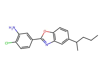 2-Chloro-5-(5-pentan-2-yl-1,3-benzoxazol-2-yl)aniline structure