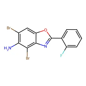 4,6-Dibromo-2-(2-fluorophenyl)-1,3-benzoxazol-5-amine structure