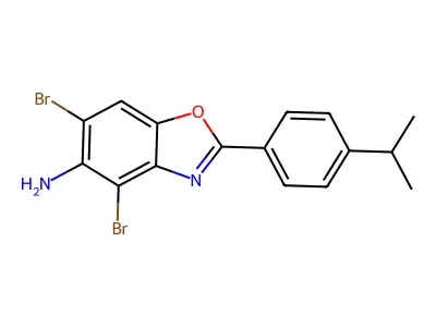 4,6-Dibromo-2-(4-propan-2-ylphenyl)-1,3-benzoxazol-5-amine structure
