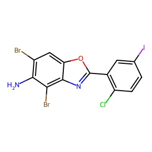 4,6-Dibromo-2-(2-chloro-5-iodophenyl)-1,3-benzoxazol-5-amine structure