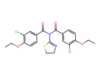 3-chloro-N-(3-chloro-4-ethoxybenzoyl)-N-(4,5-dihydro-1,3-thiazol-2-yl)-4-ethoxybenzamide structure