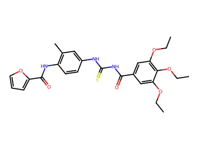 N-[2-methyl-4-[(3,4,5-triethoxybenzoyl)carbamothioylamino]phenyl]furan-2-carboxamide structure