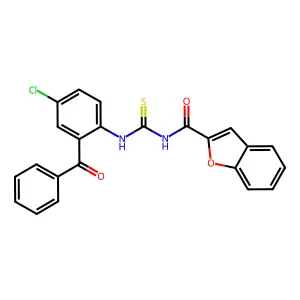 N-[(2-benzoyl-4-chlorophenyl)carbamothioyl]-1-benzofuran-2-carboxamide structure