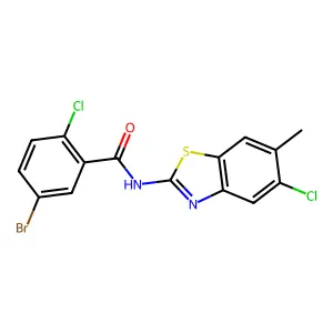 5-bromo-2-chloro-N-(5-chloro-6-methyl-1,3-benzothiazol-2-yl)benzamide structure
