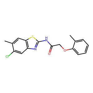 N-(5-chloro-6-methyl-1,3-benzothiazol-2-yl)-2-(2-methylphenoxy)acetamide structure