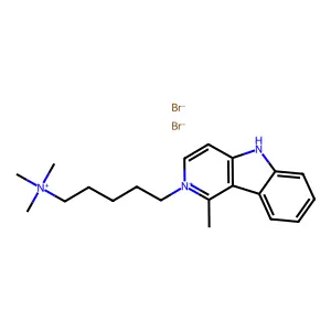 9H-Pyrido(3,4-b)indolium, 1-methyl-2-(5-(trimethylammonio)pentyl)-, dibromide structure