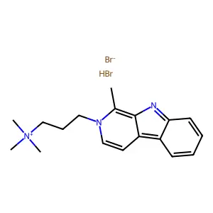 9H-Pyrido(3,4-b)indolium, 1-methyl-2-(3-(trimethylammonio)propyl)-, dibromide structure