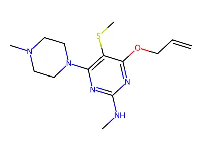 N-Methyl-6-allyloxy-4-(4-methylpiperazino)-5-(methylthio)pyrimidin-2-amine structure