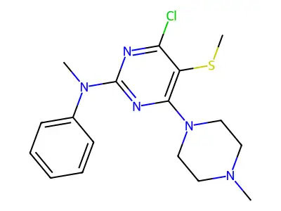 4-Chloro-2-(N-methylanilino)-6-(4-methylpiperazino)-5-(methylthio)pyrimidine structure
