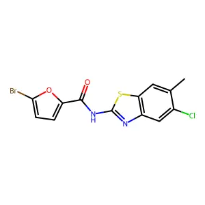 5-bromo-N-(5-chloro-6-methyl-1,3-benzothiazol-2-yl)furan-2-carboxamide structure