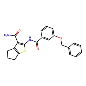 2-({[3-(benzyloxy)phenyl]carbonyl}amino)-5,6-dihydro-4H-cyclopenta[b]thiophene-3-carboxamide structure