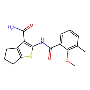 2-[(2-methoxy-3-methylbenzoyl)amino]-5,6-dihydro-4H-cyclopenta[b]thiophene-3-carboxamide structure