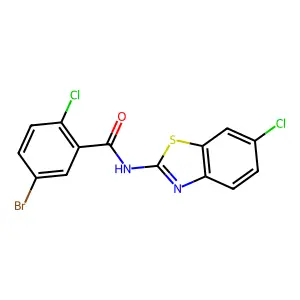 5-bromo-2-chloro-N-(6-chloro-1,3-benzothiazol-2-yl)benzamide structure