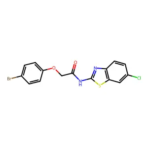 2-(4-bromophenoxy)-N-(6-chloro-1,3-benzothiazol-2-yl)acetamide structure