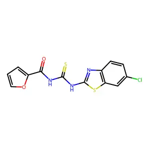 N-[(6-chloro-1,3-benzothiazol-2-yl)carbamothioyl]furan-2-carboxamide structure