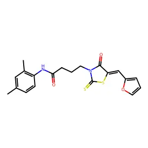 (E)-N-(2,4-dimethylphenyl)-4-(5-(furan-2-ylmethylene)-4-oxo-2-thioxothiazolidin-3-yl)butanamide structure