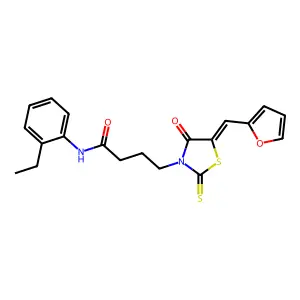 (E)-N-(2-ethylphenyl)-4-(5-(furan-2-ylmethylene)-4-oxo-2-thioxothiazolidin-3-yl)butanamide structure