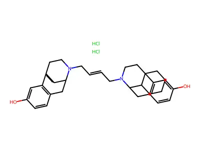 17,17'-But-2-ene-1,4-diyldimorphinan-3-ol dihydrochloride structure