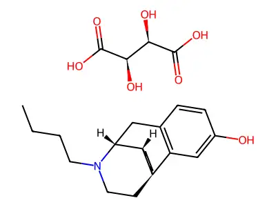 2,3-Dihydroxybutanedioic acid--17-butylmorphinan-3-ol (1/1) structure