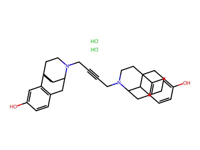 17,17'-(But-2-yne-1,4-diyl)di(morphinan-3-ol)--hydrogen chloride (1/2) structure
