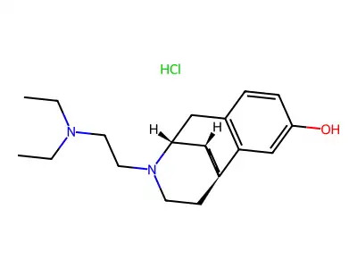 Morphinan-3-ol, 17-(2-diethylaminoethyl)-, hydrochloride, (-)- structure