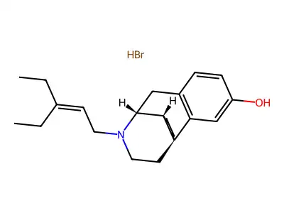 17-(3-Ethylpent-2-en-1-yl)morphinan-3-ol--hydrogen bromide (1/1) structure