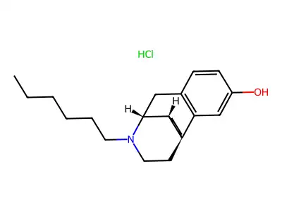 17-Hexylmorphinan-3-ol--hydrogen chloride (1/1) structure