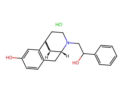 Morphinan-3-ol, 17-(alpha-hydroxybenzyl)methyl-, hydrochloride, (-)- structure
