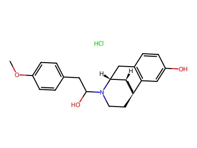 Morphinan-3-ol, 17-(alpha-hydroxy-p-methoxy)phenethyl-, hydrochloride, (-)- structure