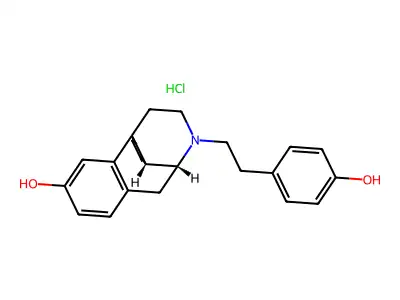 Morphinan-3-ol, 17-(p-hydroxyphenethyl)-, hydrochloride, (-)- structure