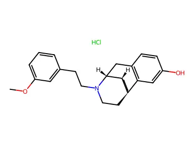 Morphinan-3-ol, 17-(m-methoxyphenethyl)-, hydrochloride, (-)- structure